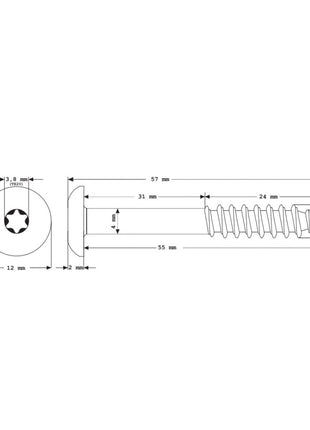 Meisterling Fassadenschrauben 5,5x55 mm 100 Stück ( 010030000421 ) 12 mm Flachkopf anthrazit mit Torx Teilgewinde V4A Edelstahl