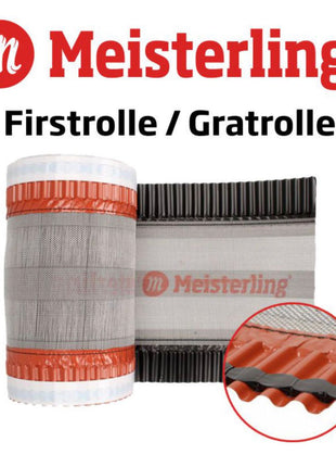 Meisterling  Rouleau d'arêtier / Closoir de faîtage 320 mm x 5 m, PET anti-UV haute performance, non-tissé - bande centrale en tissu, noir (012100000400)