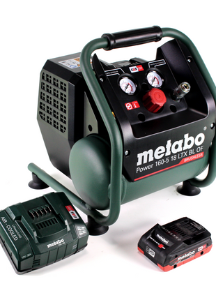 Metabo Power 160-5 18 LTX BL OF compresor de batería 18 V 8,0 bar sin escobillas + 1x batería LiHD 4,0 Ah + cargador