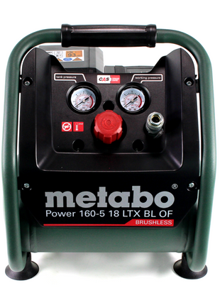 Metabo Power 160-5 18 LTX BL OF compresor de batería 18 V 8,0 bar sin escobillas + 2x batería LiHD 4,0 Ah + cargador