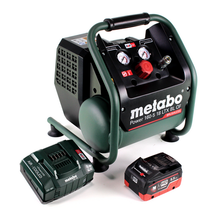 Metabo Power 160-5 18 LTX BL OF Akku Kompressor 18 V 8,0 bar Brushless + 1x LiHD Akkupack 5,5 Ah + Ladegerät