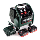 Metabo Power 160-5 18 LTX BL OF compresor de batería 18 V 8,0 bar sin escobillas + 2x batería LiHD 5,5 Ah + cargador