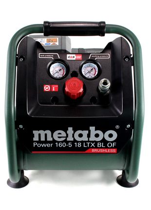 Metabo Power 160-5 18 LTX BL OF compresor de batería 18 V 8,0 bar sin escobillas + 2x batería LiHD 5,5 Ah + cargador