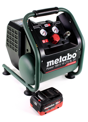 Compresor de batería Metabo Power 160-5 18 LTX BL OF 18 V 8,0 bar sin escobillas + 1x batería LiHD 8,0 Ah - sin cargador