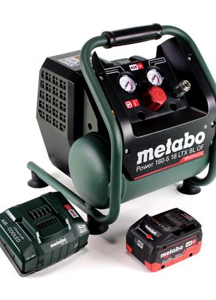 Metabo Power 160-5 18 LTX BL OF compresor de batería 18 V 8,0 bar sin escobillas + 1x batería LiHD 8,0 Ah + cargador