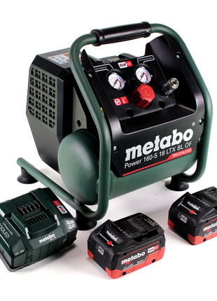 Metabo Power 160-5 18 LTX BL OF compresor de batería 18 V 8,0 bar sin escobillas + 2x batería LiHD 8,0 Ah + cargador