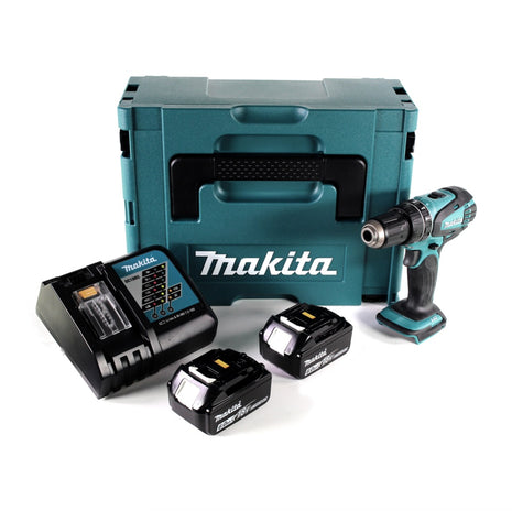 Taladro percutor inalámbrico Makita DHP 456 RGJ 18 V 50 Nm + Makpac + 2x batería 6,0Ah + cargador