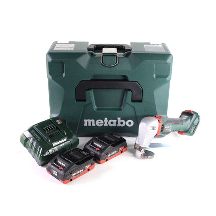 Metabo SCV 18 LTX BL 1.6 Akku Blechschere 18 V Brushless + 2x LiHD Akku 4,0 Ah + Ladegerät + MetaLoc