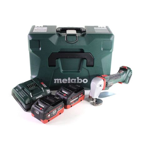 Metabo SCV 18 LTX BL 1.6 Akku Blechschere 18 V Brushless + 2x LiHD Akku 5,5 Ah + Ladegerät + MetaLoc