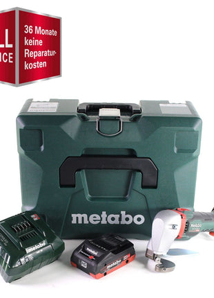 GRATIS 3 Jahre Full Service Rundum Schutz Metabo SCV 18 LTX BL 1.6 Akku Blechschere 18 V Brushless + 1x LiHD Akku 4,0 Ah + Ladegerät + MetaLoc