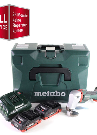 GRATIS 3 Jahre Full Service Rundum Schutz Metabo SCV 18 LTX BL 1.6 Akku Blechschere 18 V Brushless + 2x LiHD Akku 4,0 Ah + Ladegerät + MetaLoc