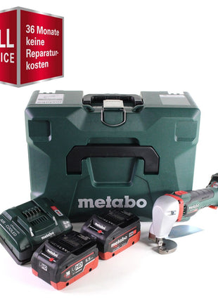 Metabo SCV 18 LTX BL 1.6 Cisaille à tôle sans fil 18 V Brushless + 2x Batteries LiHD 5,5 Ah + Chargeur + Coffret  MetaLoc - Full Service - GRATUIT - 3 ans de protection complète