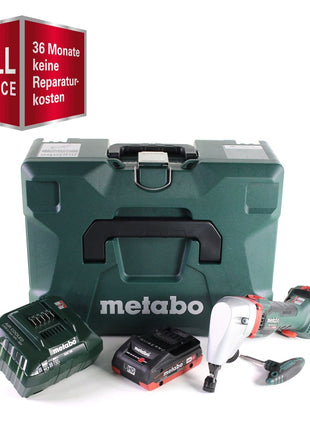 Metabo NIV 18 LTX BL 1.6 Grignoteuse sans fil 18 V brushless (GRATUIT 3 ans de service complet protection complète) + 1x Batterie LiHD 4.0 Ah + Chargeur + MetaLoc