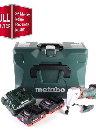 GRATIS 3 Jahre Full Service Rundum Schutz Metabo NIV 18 LTX BL 1.6 Akku Nibbler 18 V Brushless Knabber + 2x LiHD Akku 4,0 Ah + Ladegerät + MetaLoc