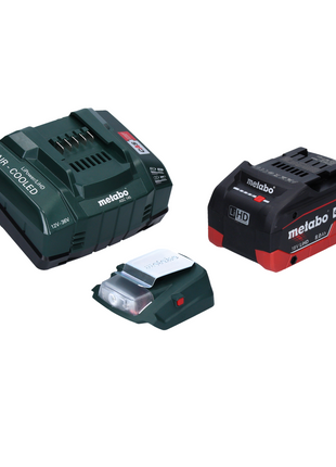 Metabo PA 14.4-18 LED-USB Akku Power Adapter Basis Set mit 1x LiHD Akku 8,0 Ah + Ladegerät ASC145