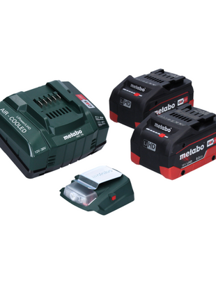 Metabo PA 14.4-18 LED-USB Akku Power Adapter Basis Set mit 2x LiHD Akku 8,0 Ah + Ladegerät ASC145