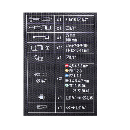 Facom R2NANO Steckschlüssel Set 38 tlg. 1/4'' ( 834486 ) + Koffer