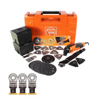 Herramienta multifunción FEIN MultiMaster Top FMM 350 QSL + maletín de herramientas + juego de accesorios de 40 piezas + 3 hojas de sierra Carbide Pro BI-metal