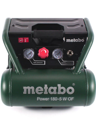 Compresor Metabo Power 180-5 W OF 8 bar 1,1 kW + manguera espiral 7,5 m + pistola de soplado + inflador de neumáticos