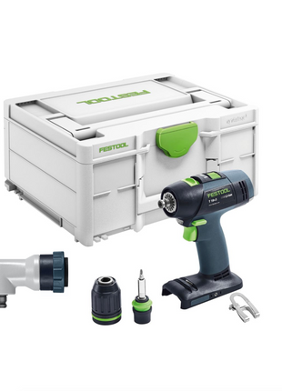 Festool T 18+3 Basic perceuse-visseuse sans fil 18 V 50 Nm Brushless Solo + systainer (576448) + accessoire angulaire DD-AS - sans batterie, sans chargeur (successeur de 574763)