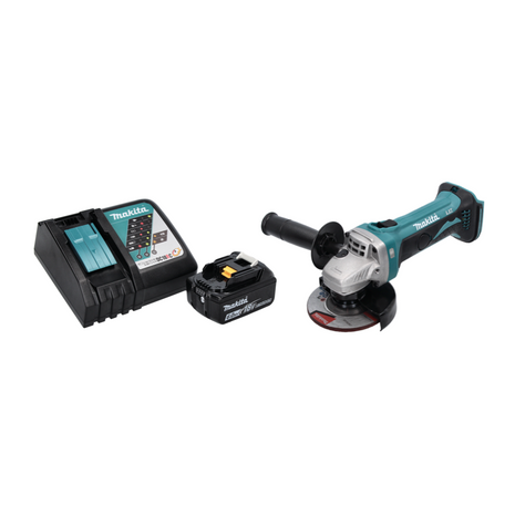 Smerigliatrice angolare a batteria Makita DGA 452 RG1 18 V 115 mm + 1 batteria ricaricabile 6,0 Ah + caricabatterie