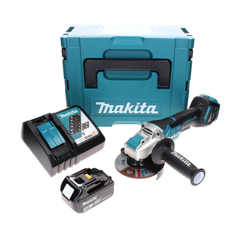 Makita DGA 519 RF1J Akku Winkelschleifer 18 V 125 mm Brushless X-Lock + 1x Akku 3,0 Ah + Ladegerät + Makpac