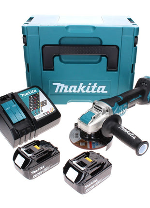 Makita DGA 519 RMJ Meuleuse d'angle sans fil 18 V 125 mm Brushless X-Lock + 2x batterie 4,0 Ah + chargeur + Makpac