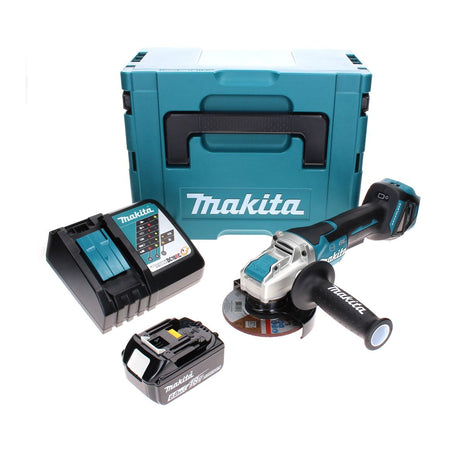 Makita DGA 519 RG1J Akumulatorowa szlifierka kątowa 18 V 125 mm bezszczotkowa X-Lock + 1x akumulator 6,0 Ah + ładowarka + Makpac