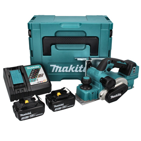 Makita DKP 181 RFJ cepillo de batería cepillo plegable 82 mm 18 V sin escobillas + 2x baterías 3,0 Ah + cargador + Makpac