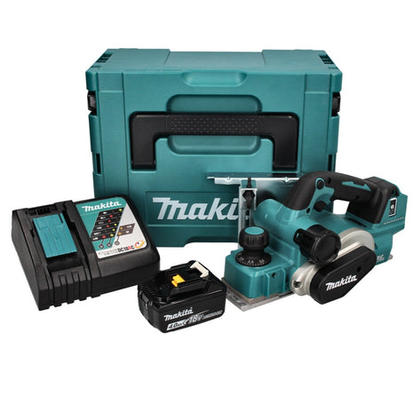 Makita DKP 181 RM1J Pialla a batteria 82 mm 18 V brushless + 1x batteria ricaricabile 4,0 Ah + caricabatterie + Makpac