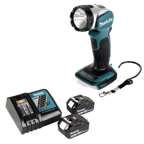 Lámpara de batería Makita DML 802 RG para baterías de 14,4 y 18 V + 2x baterías 6,0 Ah + cargador