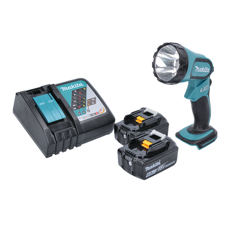 Lámpara de batería / lámpara de mano Makita DML 185 RG 18 V + 2 baterías 6,0 Ah + cargador