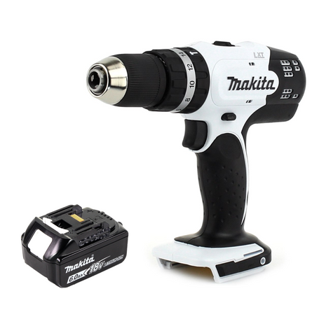 Makita DHP 453 G1W taladro percutor inalámbrico 18 V 42 Nm blanco + 1x batería 6,0 Ah - sin cargador