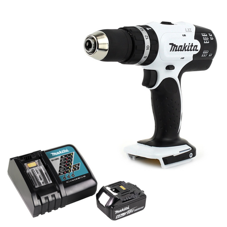 Makita DHP 453 RG1W perceuse à percussion sans fil 18 V 42 Nm blanc + 1x batterie 6,0 Ah + chargeur