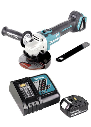 Amoladora angular a batería Makita DGA 506 RG1 18 V 125 mm sin escobillas + 1x batería 6,0 Ah + cargador