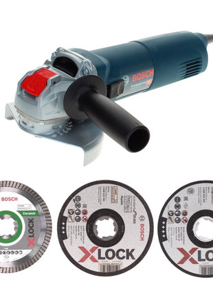 Bosch GWX 14-125 Professional Winkelschleifer 1400 W 125 mm X-Lock + 25x Trennscheiben Expert + 10x Trennscheiben Standard + Diamanttrennscheibe Best