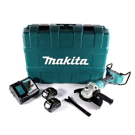 Makita DGA 900 RMK Akku Winkelschleifer 36 V ( 2x 18 V ) 230 mm Brushless + 2x Akku 4,0 Ah + Ladegerät + Koffer