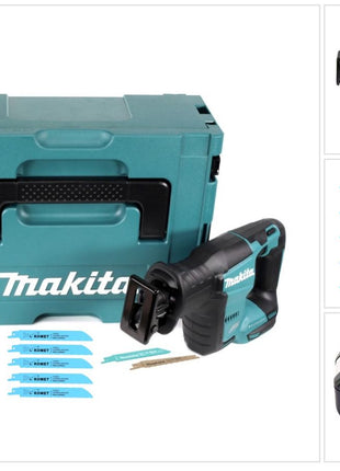 Makita DJR 188 T1J Akku Reciprosäge 18 V Brushless + 1x Akku 5,0 Ah + 5x Sägeblatt Metal Wood + Makpac - ohne Ladegerät - Toolbrothers