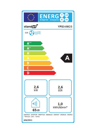 Standart YPS3-09C/3 mobile Klimaanlage 960 Watt Kältemittel R290 für Räume bis 20 m² mit Fernbedienung