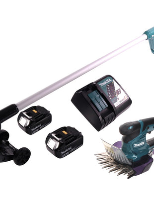 Makita DUM 604 RF Akku Grasschere 18 V + Griffverlängerung mit Rolle + 2x Akku 3,0 Ah + Ladegerät