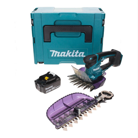 Cisaille à gazon sans fil Makita DUM 604 F1XJ 18 V avec lame pour taille-herbe et arbustes + 1x batterie 3,0 Ah + Makpac - sans chargeur