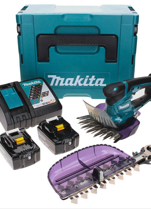 Makita DUM 604 RGXJ Akku Grasschere 18 V mit Gras- und Strauchscherblatt + 2x Akku 6,0 Ah + Ladegerät + Makpac