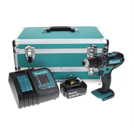 Makita DHP 482 SF1TX taladro percutor inalámbrico 18 V 62 Nm + 1x batería 3,0 Ah + cargador + juego de brocas de 70 piezas + maletín de aluminio TX