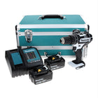 Makita DHP 482 SMTX W taladro percutor inalámbrico 18 V 62 Nm blanco + 2x baterías 4,0 Ah + cargador + juego de brocas 70 piezas + maletín de aluminio TX