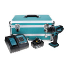 Makita DHP 456 SM1TX Perceuse visseuse à percussion sans fil 18 V 50 Nm + 1x Batterie 4,0 Ah + Chargeur + Coffret aluminium TX + Jeu d’embouts et de forets, 70 pcs.