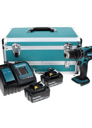 Makita DHP 456 SMTX Perceuse visseuse à percussion sans fil 18 V 50 Nm + 2x Batteries 4.0 Ah + Chargeur + Coffret aluminium TX + Jeu d’embouts et de forets, 70 pcs.