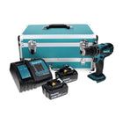 Makita DHP 456 STTX Perceuse visseuse à percussion sans fil 18 V 50 Nm + 2x Batteries 5,0 Ah + Chargeur + Coffret aluminium TX + Jeu d’embouts et de forets, 70 pcs.