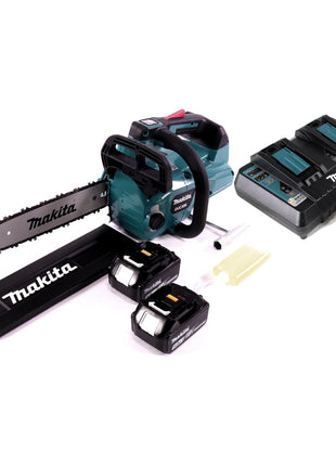 Makita DUC 306 PT Akku Kettensäge 36 V ( 2x 18 V ) Brushless 30 cm + 2x Akku 5,0 Ah + Doppelladegerät