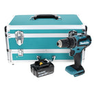 Makita DHP 485 G1TX taladro percutor inalámbrico 18 V 50 Nm sin escobillas + 1x batería 6,0 Ah + juego de brocas de 70 piezas + maletín de aluminio TX - sin cargador