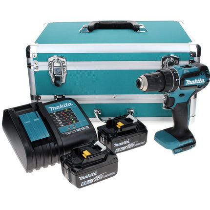 Makita DHP 485 SGTX Akku Schlagbohrschrauber 18 V 50 Nm Brushless + 2x Akku 6,0 Ah + Ladegerät + 70 tlg. Bit Bohrer Set + TX Alu Koffer